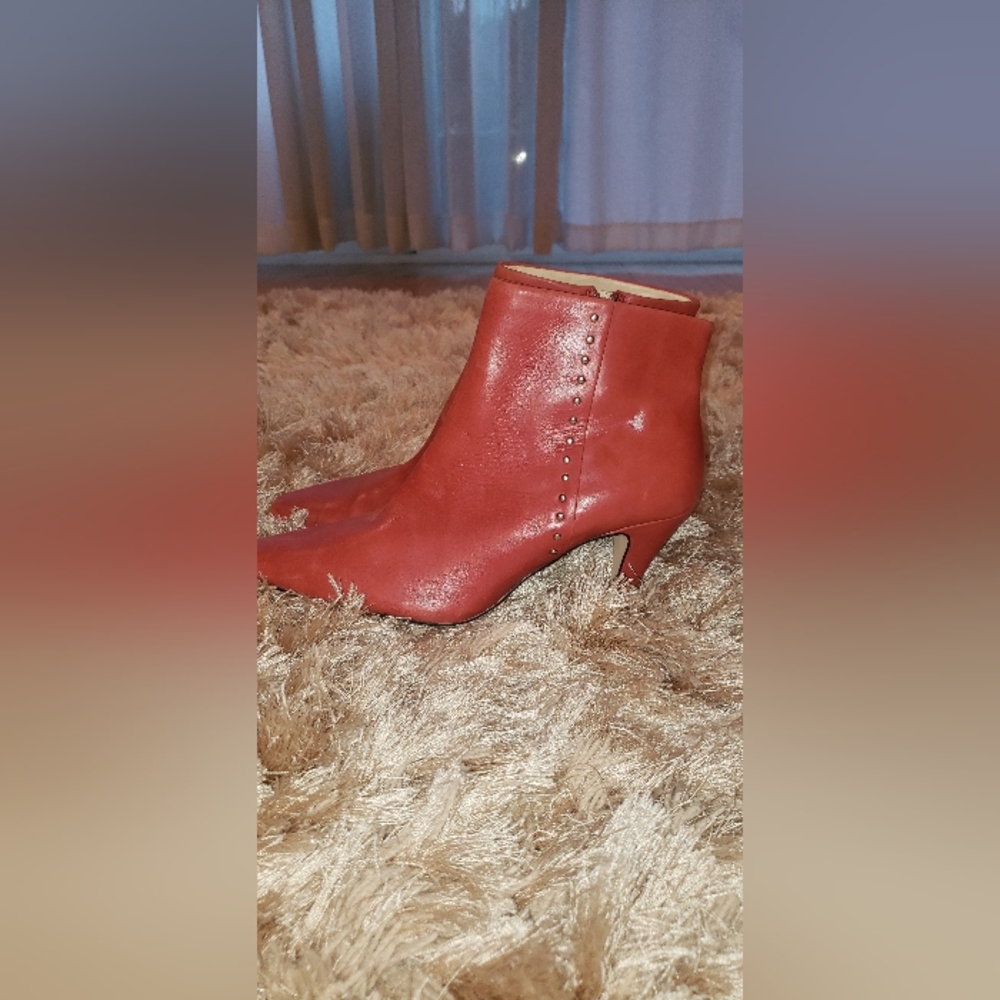 Red Leather Ankle Boots